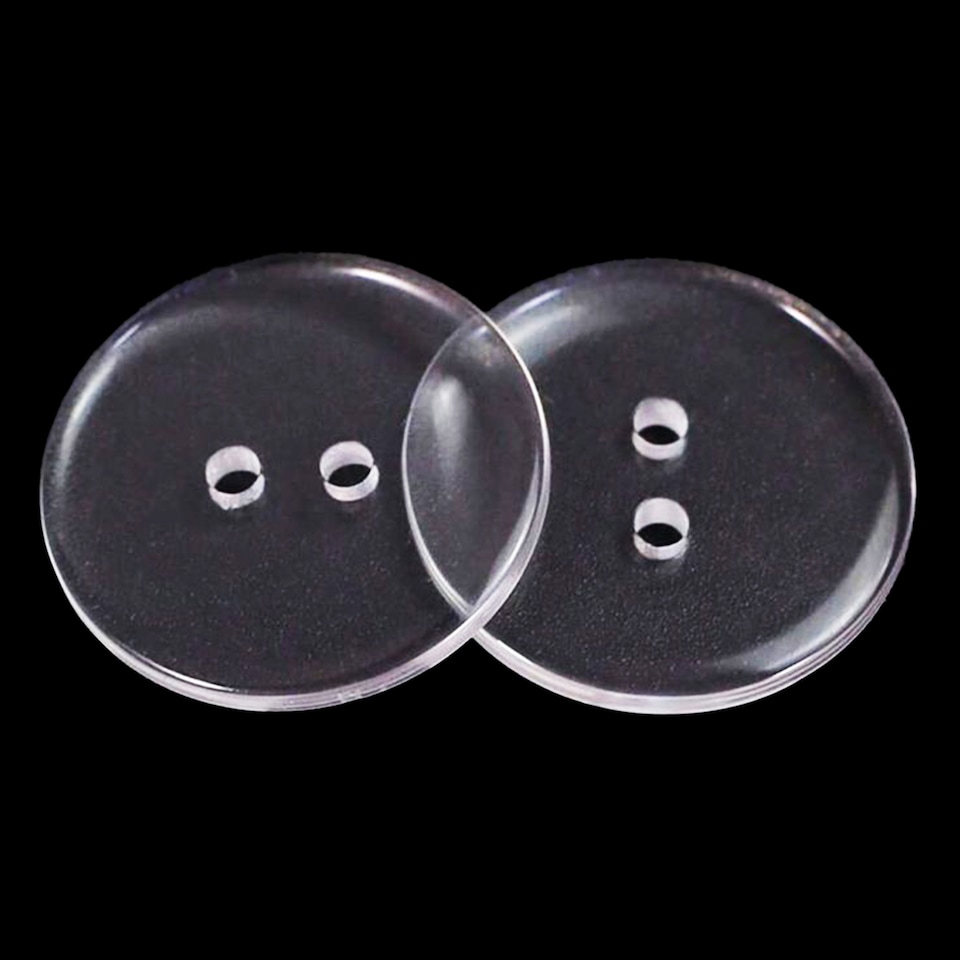 image 1 of 10mm Clear Round Plastic Buttons for DIY Projects, 2 Holes - 50pcs