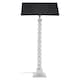image 1 of Interiors by Premier Large Faceted Floor Lamp, Nickel Finish Textured Cubic Base, Contemporary Floor Light With White Fabric Black