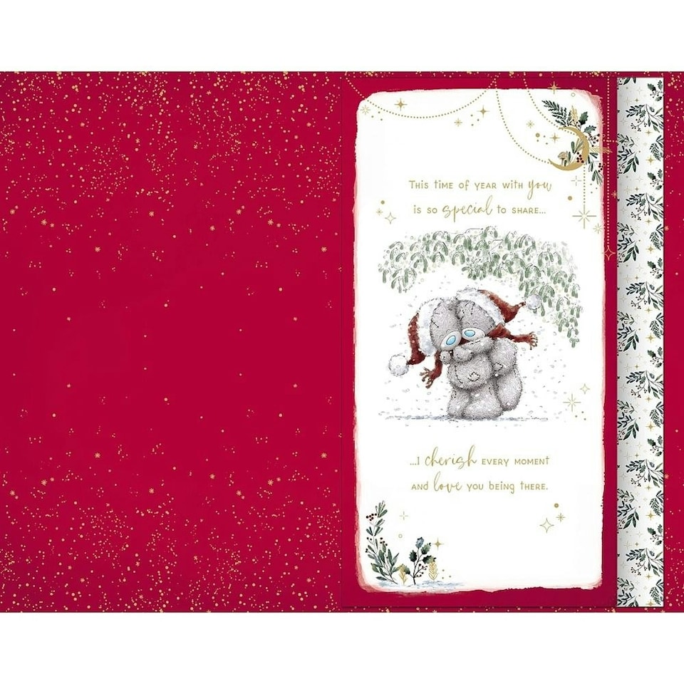 image 1 of Bears On Swing Fiancé Luxury Handmade Christmas Card