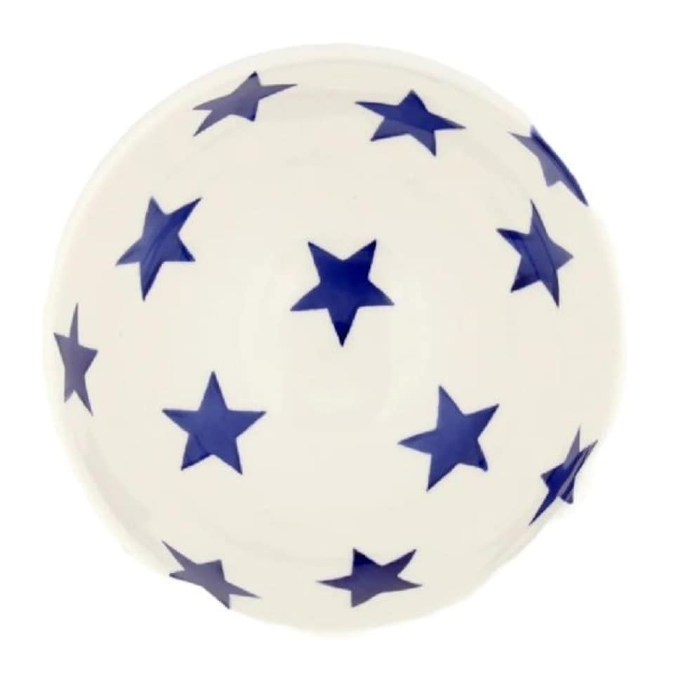 image 1 of French Bowl: 14.5cm Emma Bridgewater Blue Star Bowl, Ceramic White