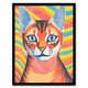 image 1 of Ginger Cat Bold Vibrant Screen Risograph Black Framed Wall Art Print A4