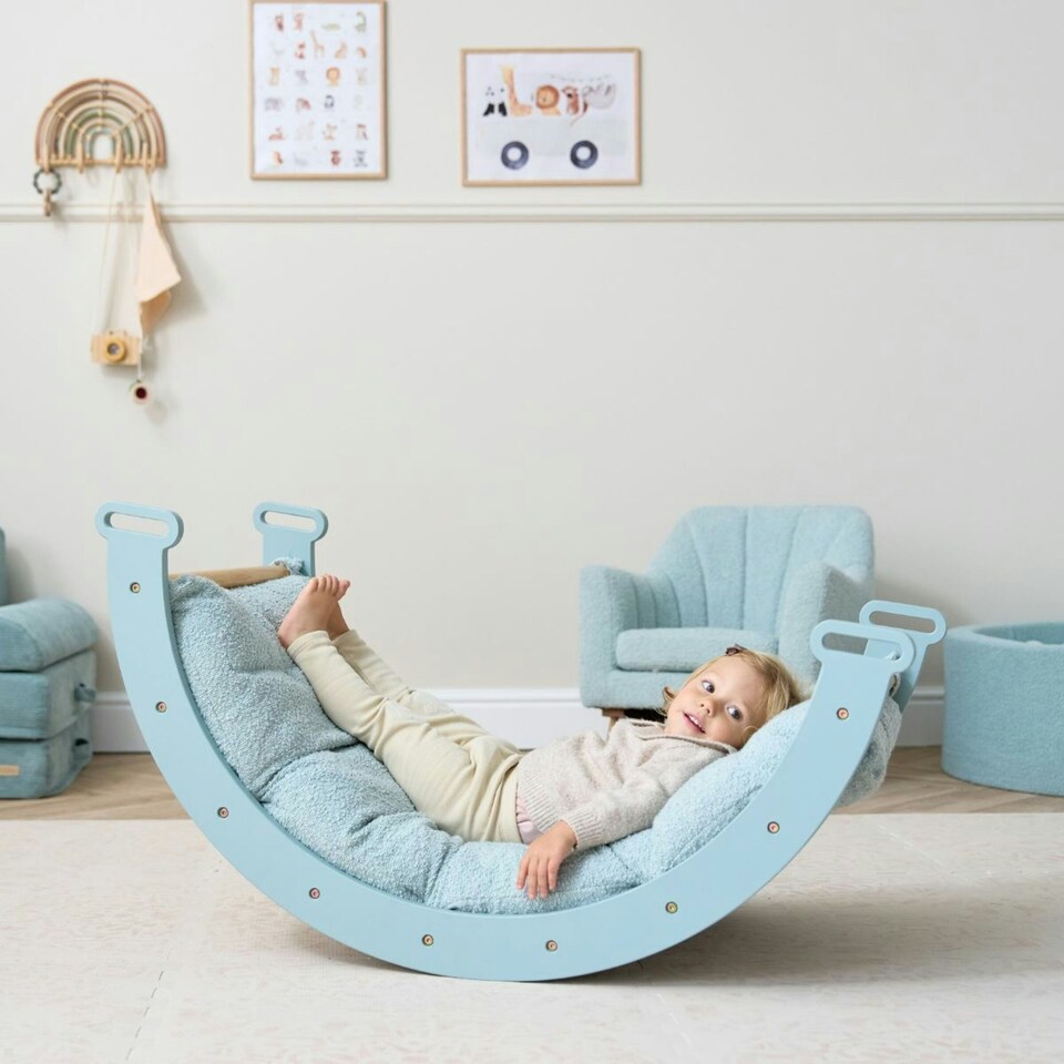 image 1 of Tutti Bambini Scala Montessori Pikler Rocking Frame Cushion - Boucle Ocean Stone