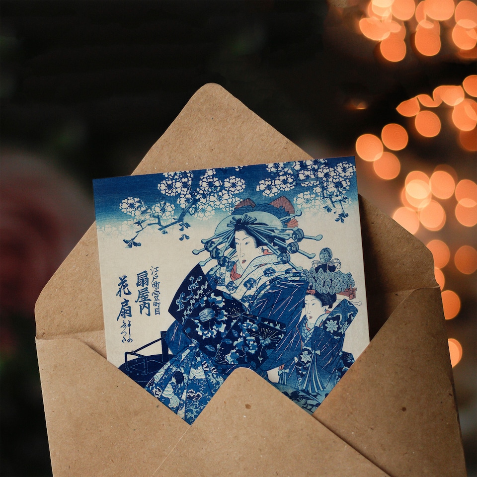 image 1 of Kuniyoshi Art Card Hanao Ogiya Vintage Japanese Ukiyoe