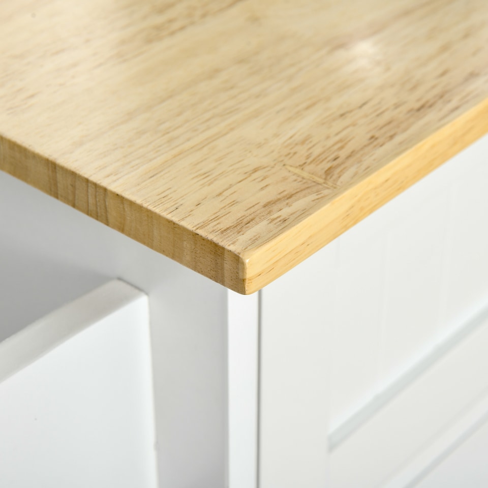 image 1 of HOMCOM Kitchen Island Utility Cart, with 2 Storage Drawers & Cabinets for Dining Room, White