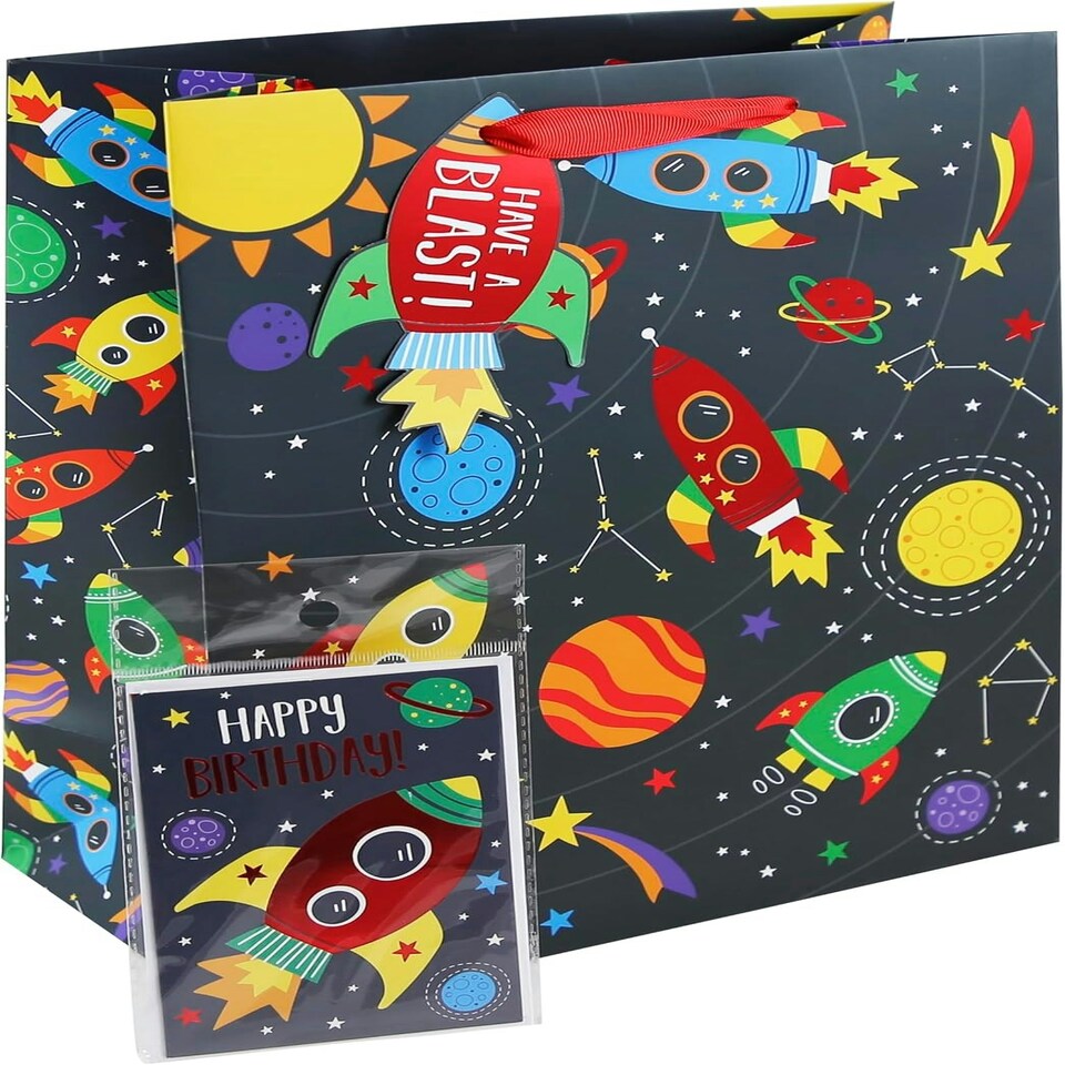 image 1 of Space Theme Solar System Happy Birthday Extra Large Gift Bag