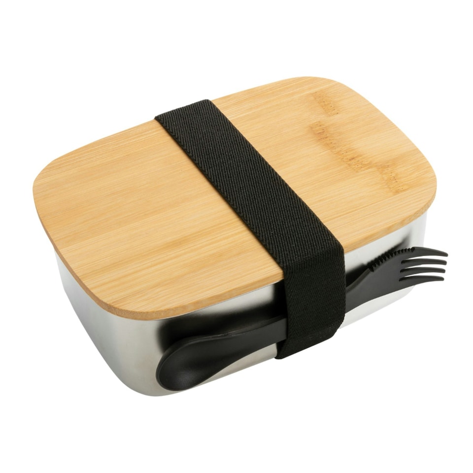image 1 of XD Collection Bamboo Lunch Box - Silver - One Size