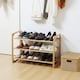 image 2 of HOMCOM Bamboo Shoe Rack, 3-tier Shoe Storage Shelf for 9 Pair Shoes for Entryway