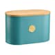 image 4 of Cooks Professional 5 Piece Ribbed Tea Coffee Sugar Bread & Biscuit Cannisters with Labels | Blue | Teal & Gold