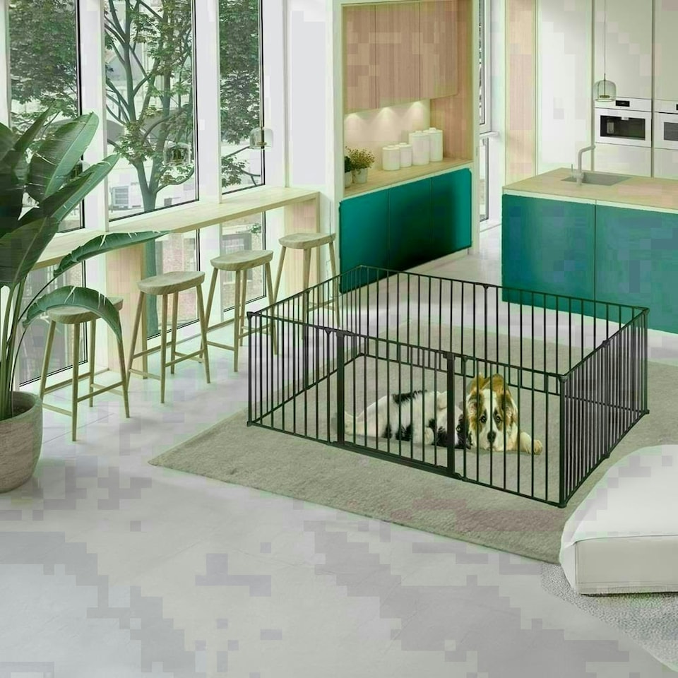 image 1 of Bettacare Pet Pen, 144cm x 144cm, Black, 70cm High, Dog Pen for Pets and Puppies, Dog Playpen suitable for Indoor and Outdoor use Black