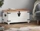 image 1 of Mercers Furniture Corona White Blanket Box Storage Toy Chest Ottoman Solid Pine with Mexican Styling