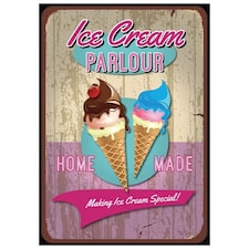 Ice Cream Parlour PVC Party Sign Decoration 25cm x 36cm