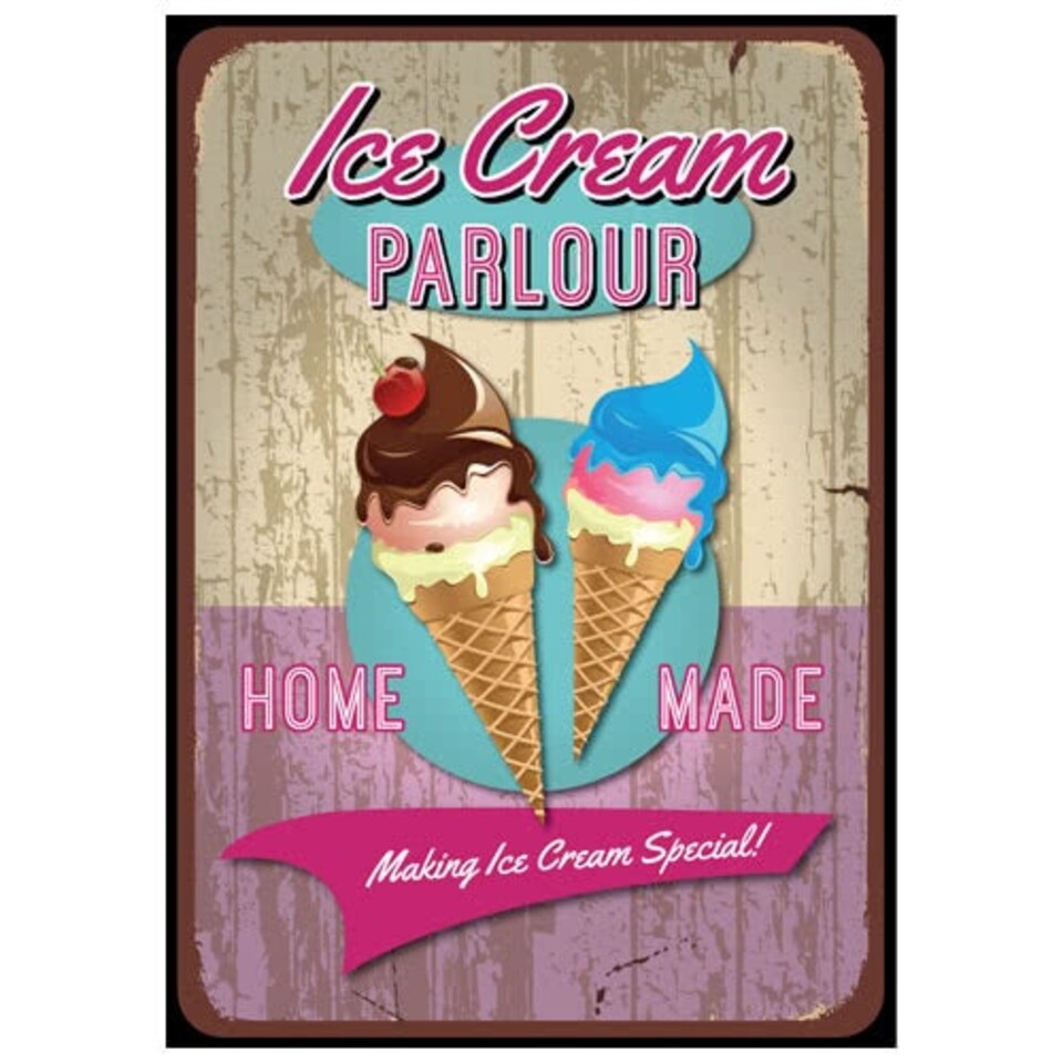 Ice Cream Parlour PVC Party Sign Decoration 25cm x 36cm