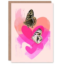Butterflies and Love Hearts Modern Abstract Valentine's Day Card