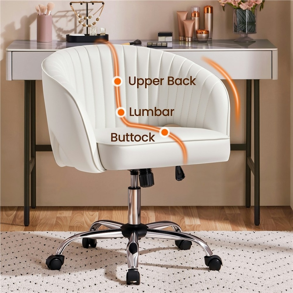 image 1 of Yaheetech Faux Leather Office Chair Adjustable Seat Height N/A | Cream