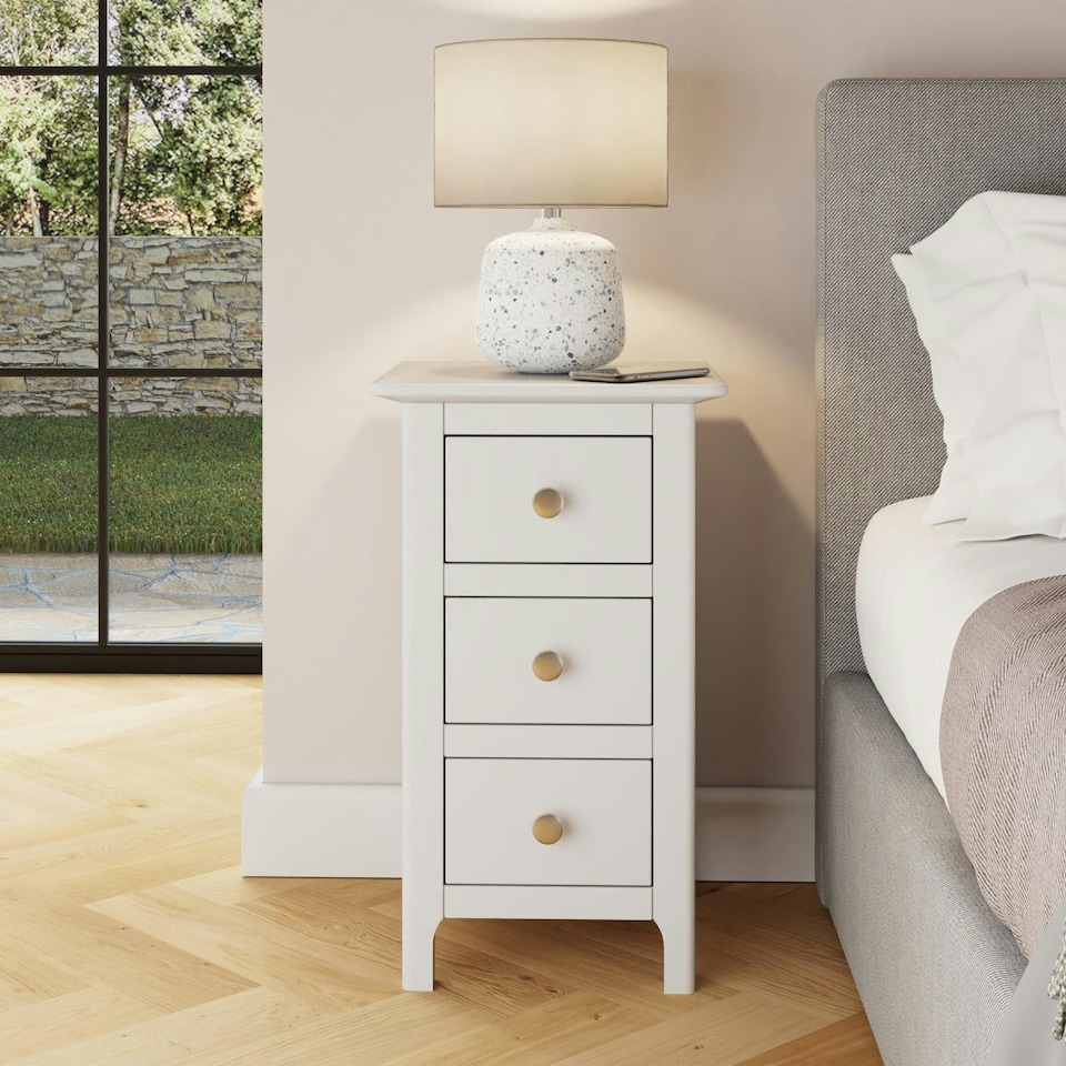 image 1 of Palma 3 Drawer Bedside Cabinet Pure White