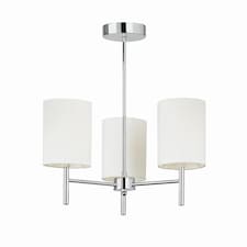 Brio 3 Light Semi Flush Multi Arm Ceiling Light Chrome, Off White Silk Effect, E14
