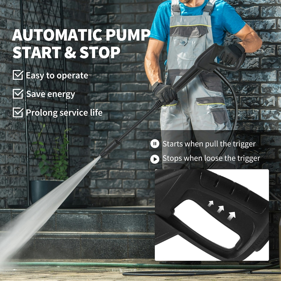 image 1 of Outsunny 2200W Power Washer 170 Bar Pressure with Adjustable Nozzle
