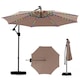 image 1 of COSTWAY 290 cm Solar Offset Hanging Sunshade Parasol Coffee Brown