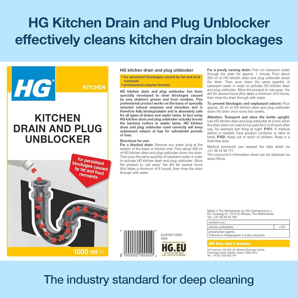 image 1 of HG Kitchen Drain and Plug Unblocker 1 litre