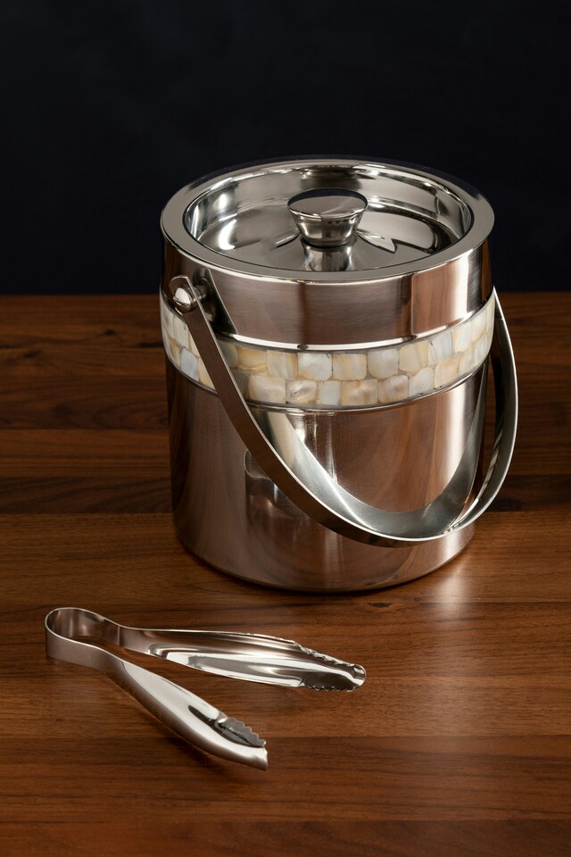 image 1 of Mother Of Pearl Inlay Design Ice Bucket