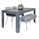 image 1 of Modern Dining Set  Dark Grey Table, Bench and 2 Grey Velvet Chairs
