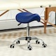 image 2 of HOMCOM PU Leather Saddle Stool w/ Moulded Padded Seat Adjustable Height Blue