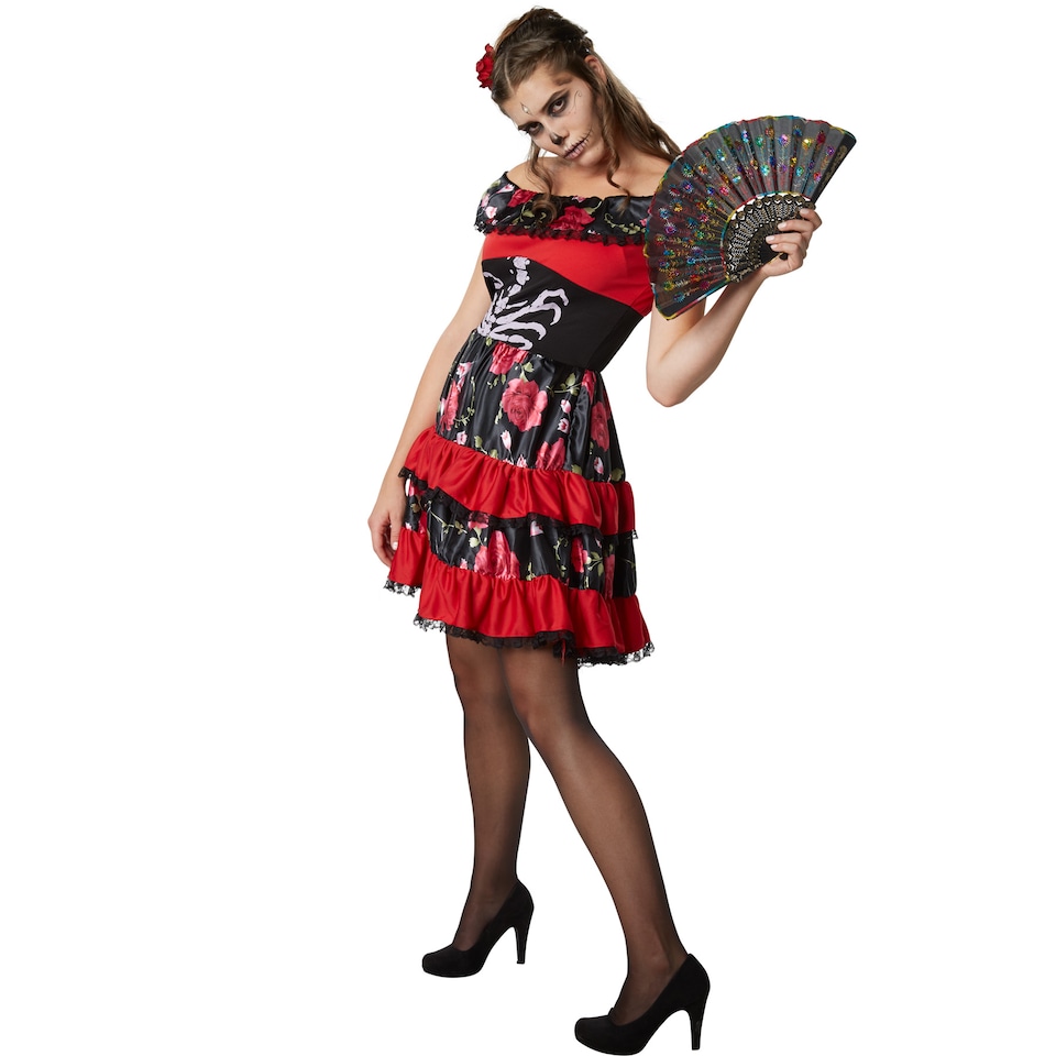 image 1 of Spooky Senorita - Halloween fancy dress costume for women | Red | black/red | 1