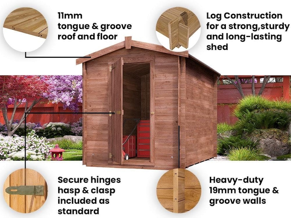 image 1 of Dunster House - Heavy Duty (19mm) Log Garden Shed 1.8 x 2.5  Pressure Treated Wood Storage Unit Taarmo