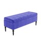 image 4 of 120cm Paris Plain Ottoman Storage Bench -Naples Shoes Bench with Black Turned Wooden Legs - Blue Upholstery Storage Footstool