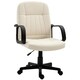 image 1 of HOMCOM Desk Chair, PU Leather Computer Office Chair with Adjustable Height, Swivel Wheels for Home Work Study, Cream White