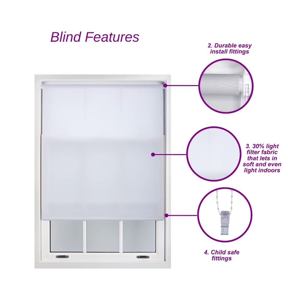 image 1 of 110cm Wide Daylight Roller Blind 165cm Drop | White | White