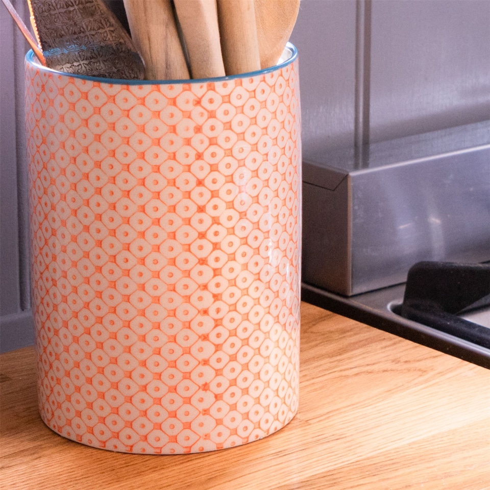 image 1 of Nicola Spring 30 Piece Hand-Printed Dinner Set - Orange