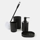 image 2 of OHS 4 Piece Ribbed Bathroom Set Soap Dish Dispenser Toothbrush Holder Tumbler Toilet Brush Accessories Organiser - Black