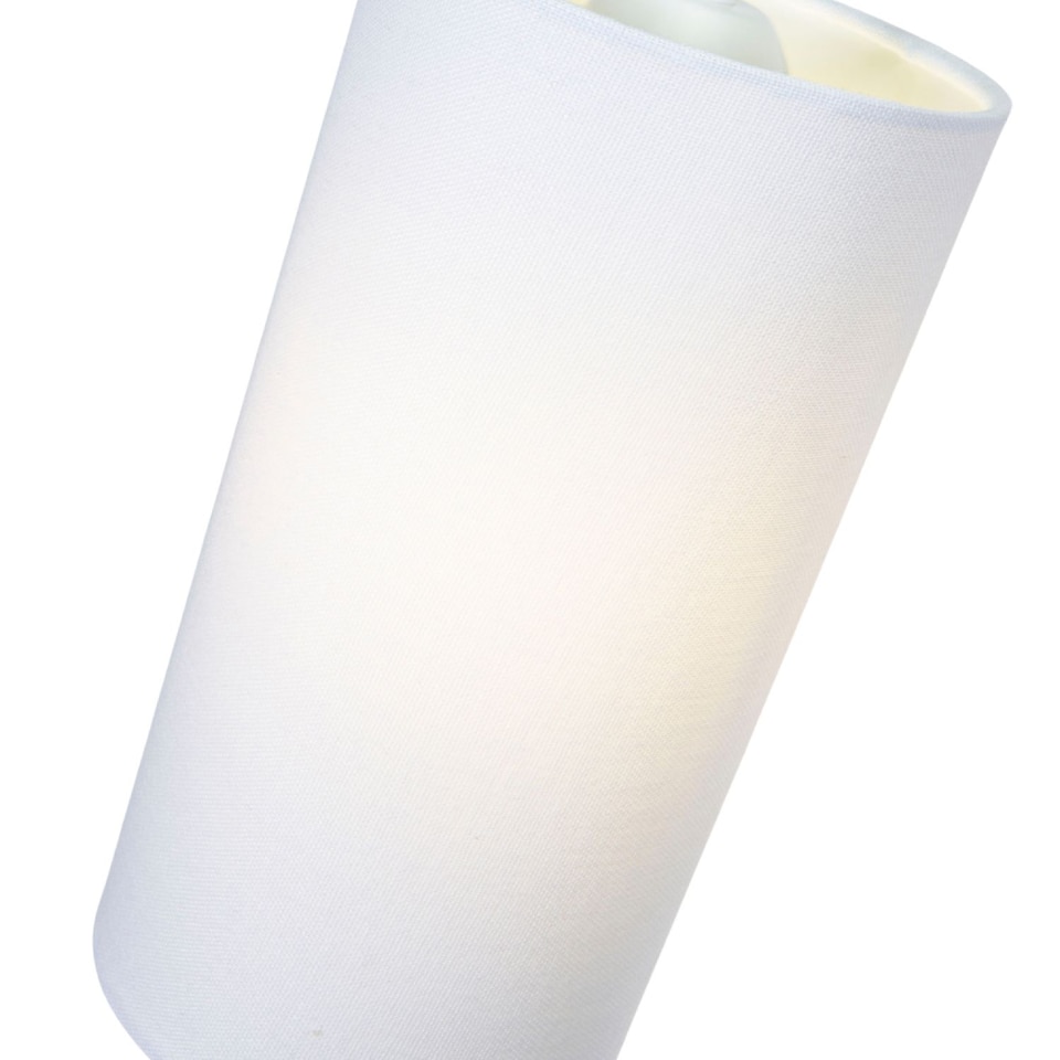 image 1 of Contemporary and Stylish White Linen Fabric Tall Cylindrical 25cm Lampshade | White | White | 1