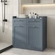 image 3 of COSTWAY Double Tilt-Out Laundry Hamper Cabinet Grey