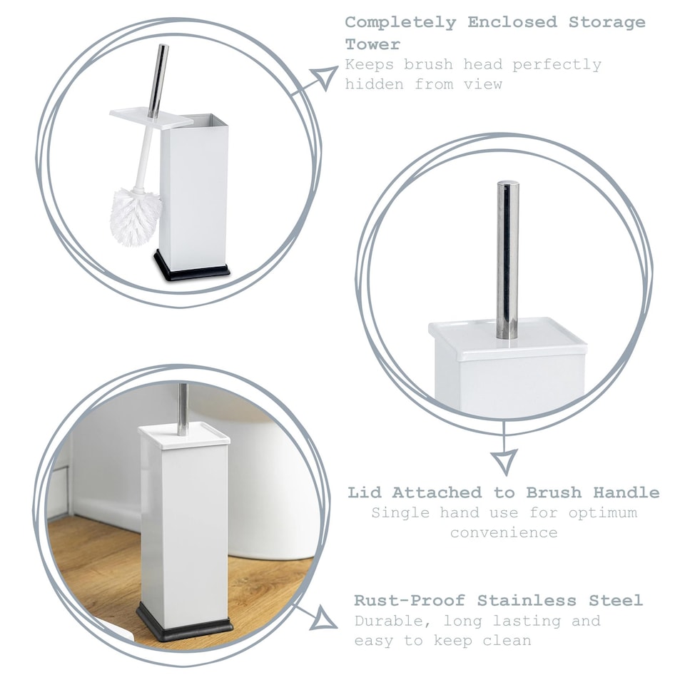 image 1 of Harbour Housewares Square Toilet Brush & Bin Set - Matt Grey | Grey | Grey