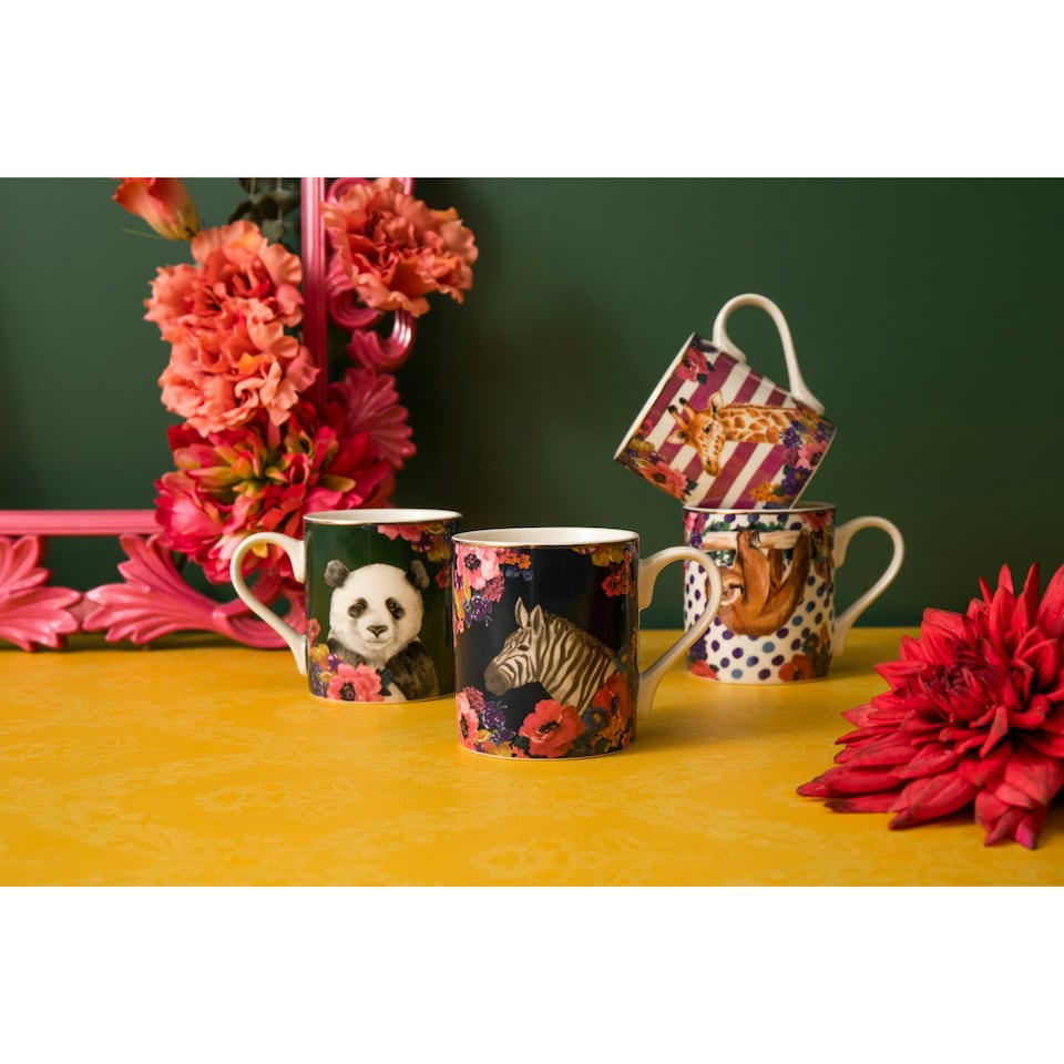 image 1 of Mikasa Wild at Heart Zebra Print Porcelain Mug, 280ml | Multi