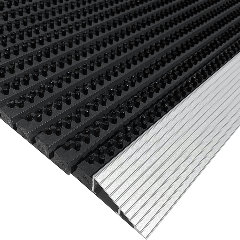 image 1 of Nicoman Aluminium Door Mat with Slats & Black Brushes