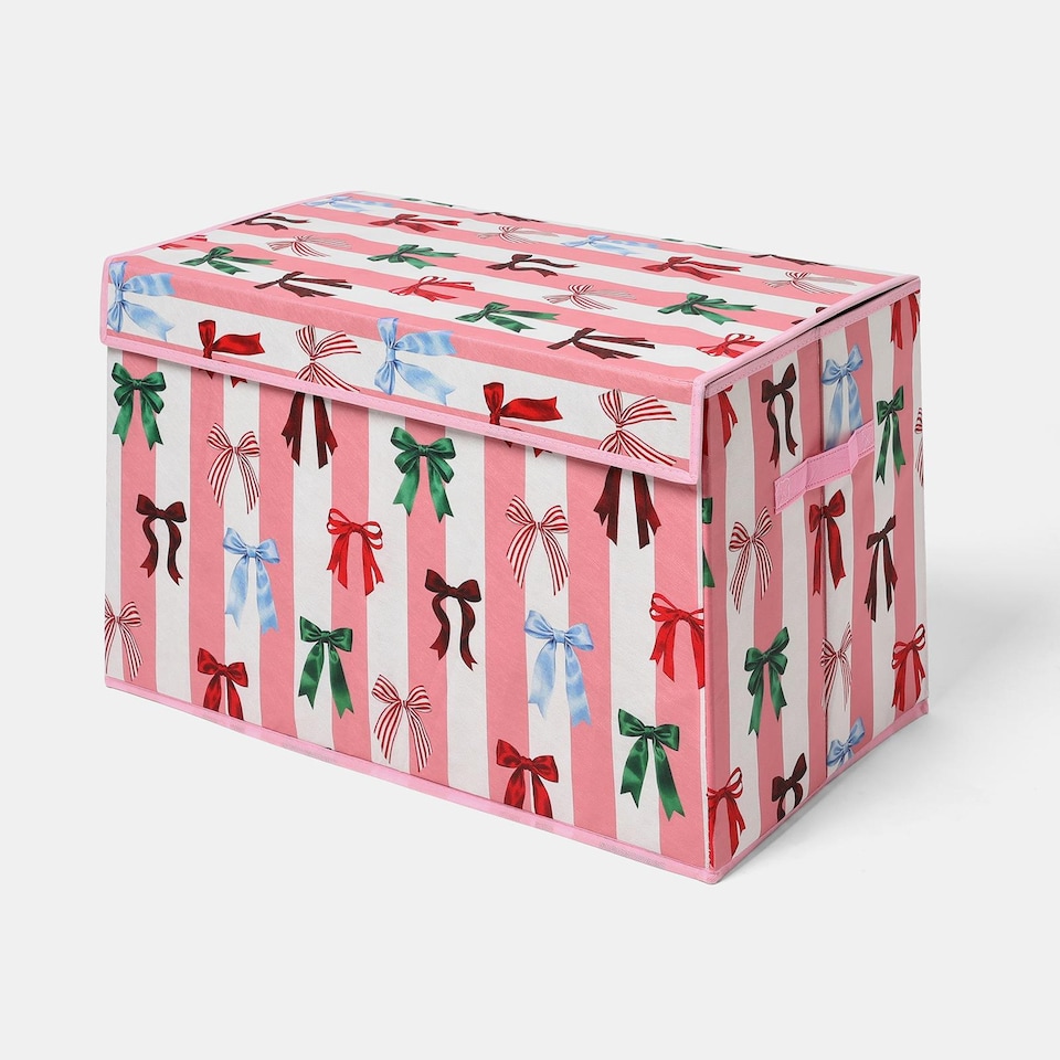image 1 of OHS Bows Foldable Fabric Storage Box Toy Organiser with Lid