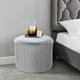 image 2 of Living and Home Round Velvet Dressing Table Ottoman - Grey