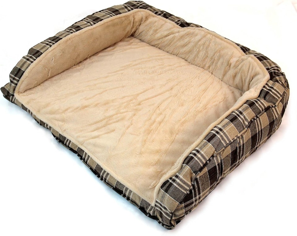 image 1 of Actiaspet - Deluxe Dog Sofa Bed in Tan Plaid