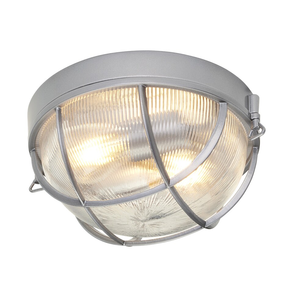 Marina 2 Light Bathroom Flush Mount Ceiling Light Silver IP44, E27