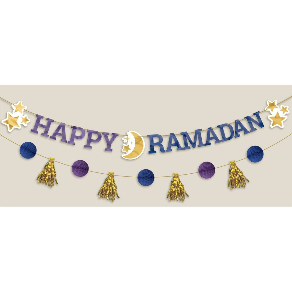 Amscan Happy Ramadan Letter Banner - Blue/Gold - One Size