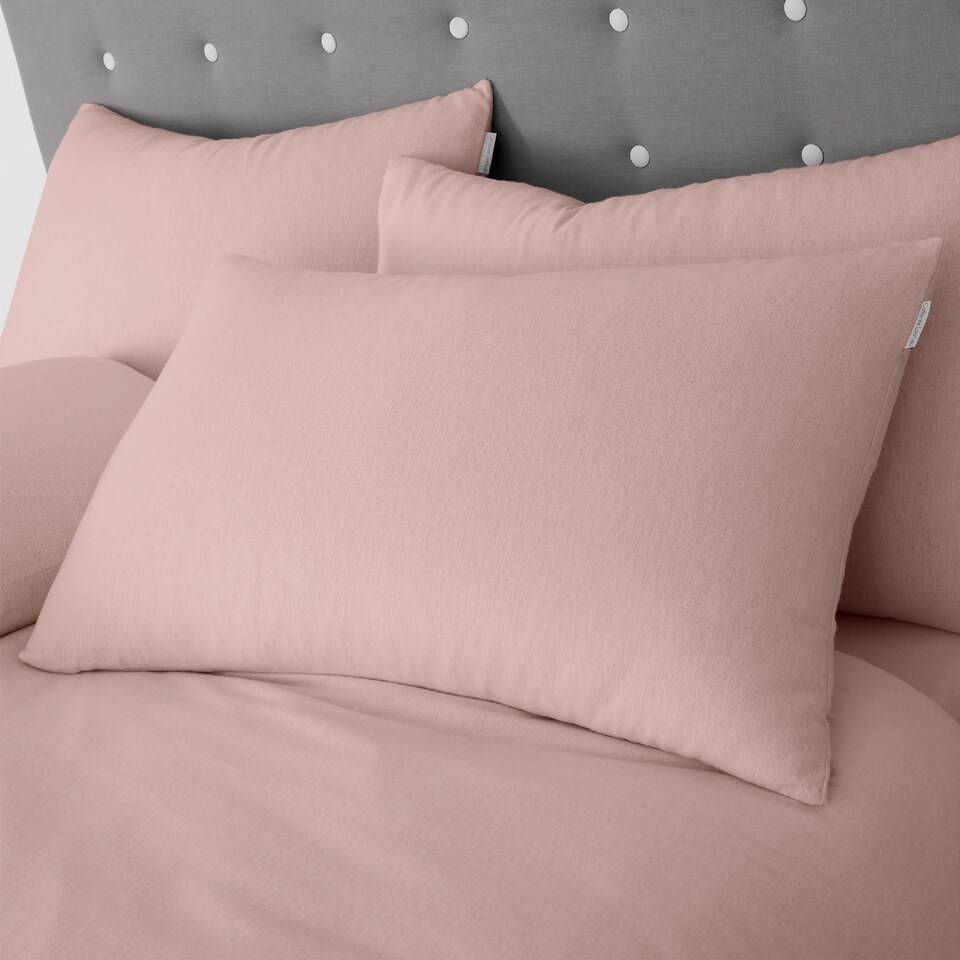 image 1 of Catherine Lansfield Brushed Cotton Standard Pillow case Pair | Pink | Standard