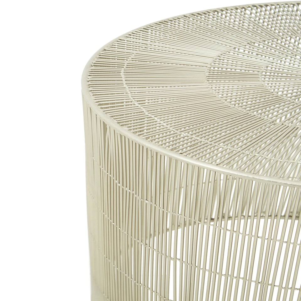 image 1 of Interiors by Premier Silver Large Cage Round Table, Iron Strips Coffee Table, Durable End Side Table for Indoor, Outdoor Spaces