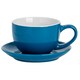 image 1 of Argon Tableware 2pc Coloured Cappuccino Cup & Saucer Set - 250ml - Blue - Coffee Cup Latte Cup Drinking Cup