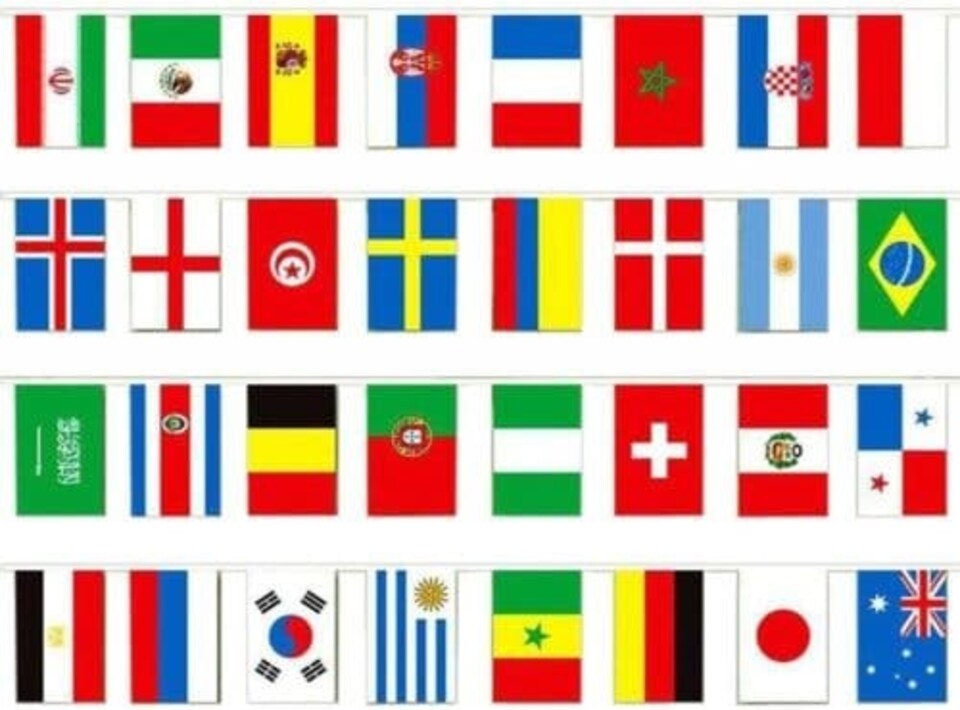 image 1 of Multi Nation Polyester Party Bunting 6m with 32 Flags Football buntings