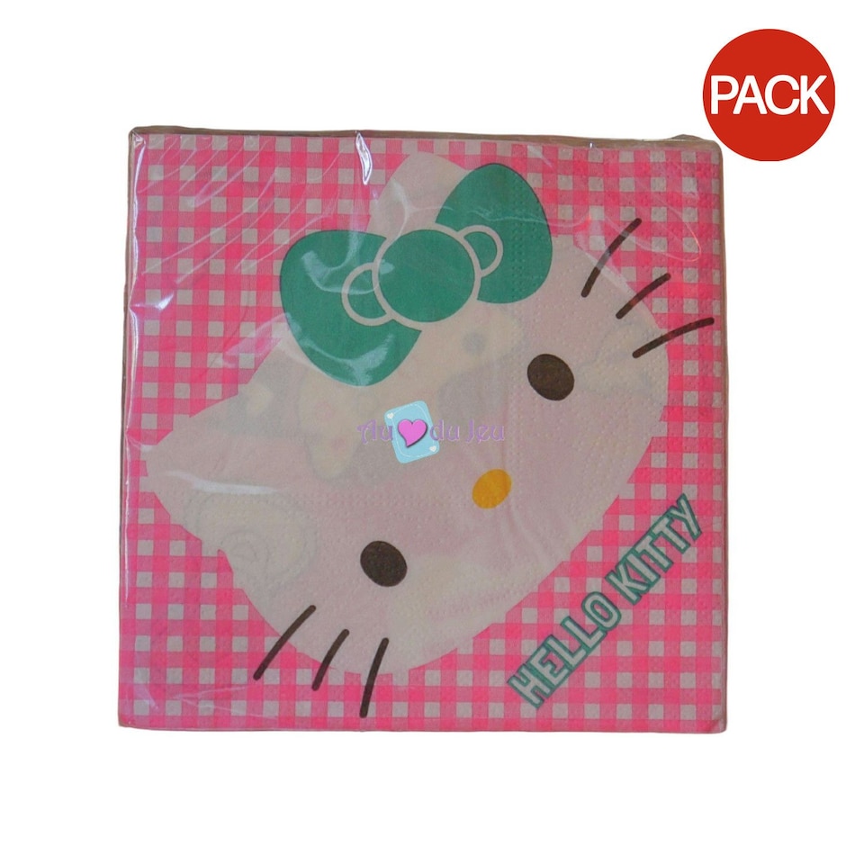 Hello Kitty Napkins (Pack of 16) - Pink/Green/Cream - One Size Pink
