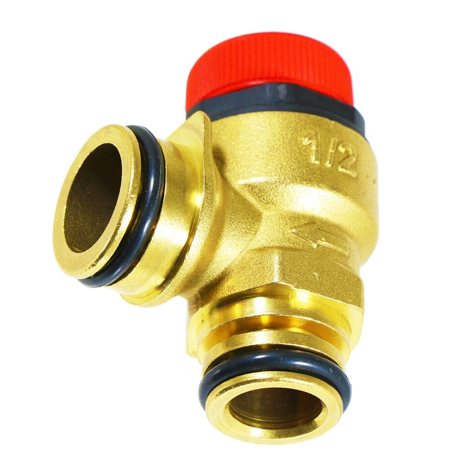 image 1 of SPARES2GO Boiler Pressure Relief Valve 3 Bar 1/2" BSP Push Fit Brass PN 10 Safety PRV