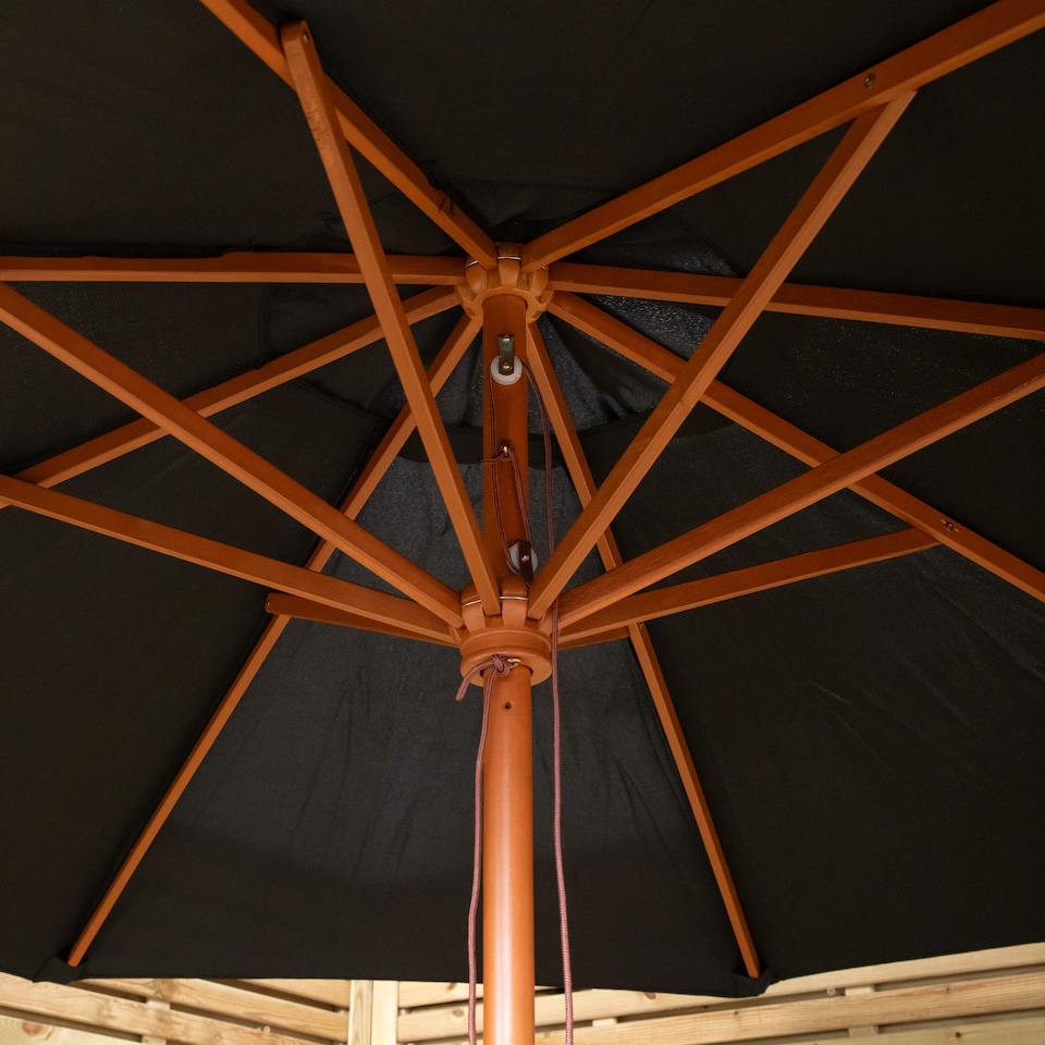 image 1 of Samuel Alexander 2.7m Outdoor Wooden Garden Parasol Sun Shade with Carry Bag in Black